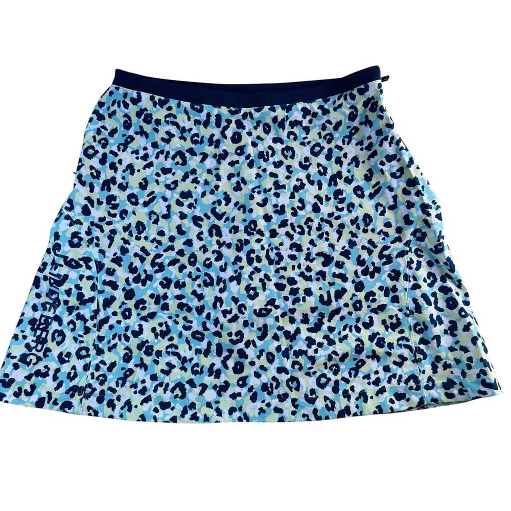 J.Lindeberg Themba Print Skirt Leopard Aruba Blue Size M